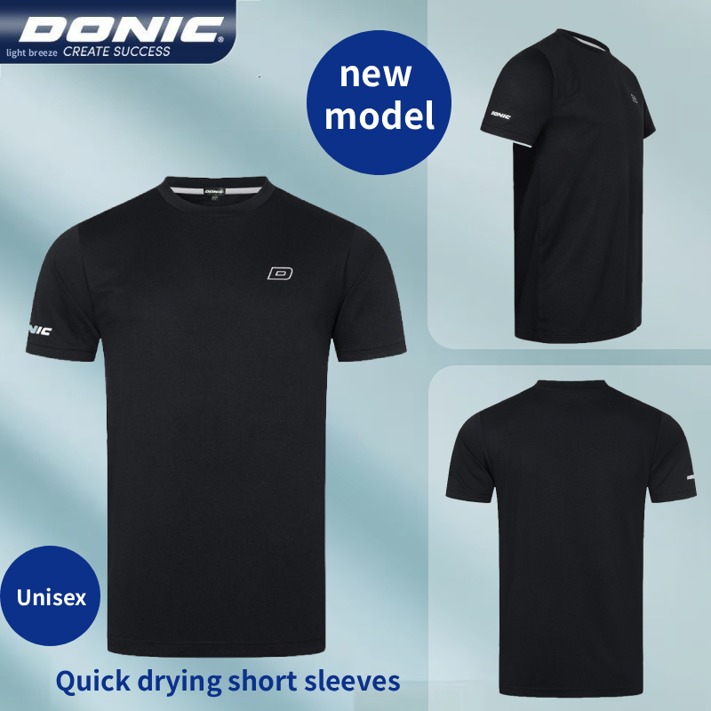 Table Tennis Uniform - Authentische DONIC Tischtennisuniform, schwarze Trainingsuniform mit