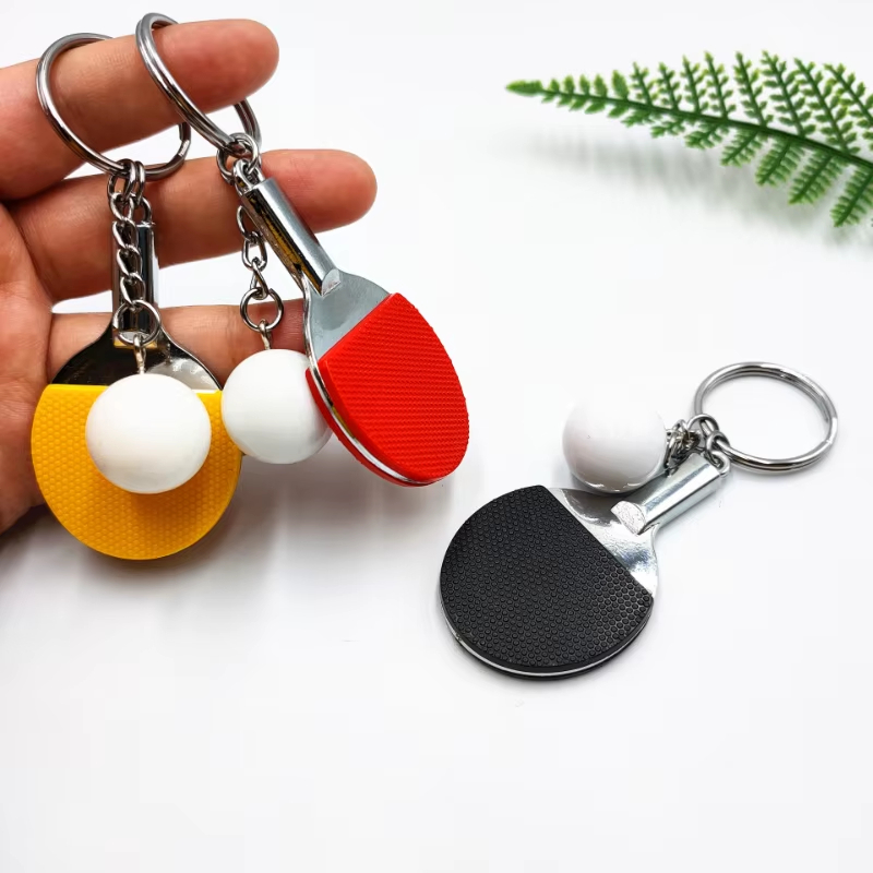 Table Tennis Keychain - 7 Farben niedliche Ping-Pong-Schläger-Anhänger, Souvenir, Tischtennisball,